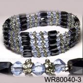 36inch Light Blue Glass ,Alloy,Magnetic Wrap Bracelet Necklace All in One Set